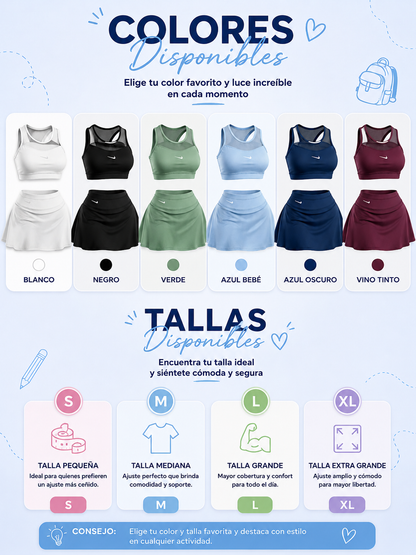 CONJUNTO DEPORTIVO FALDA SHORT Y TOP.